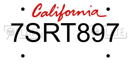 7SRT897 California License Plate