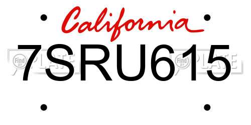 7SRU615 California License Plate