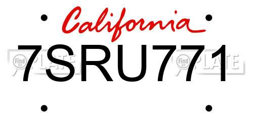 7SRU771 California License Plate