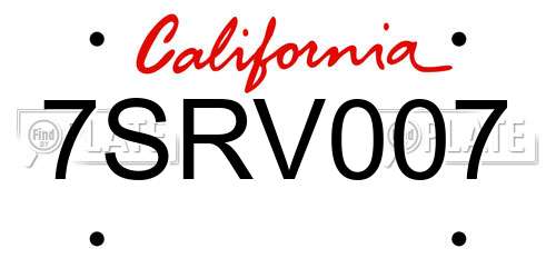 7SRV007 California License Plate