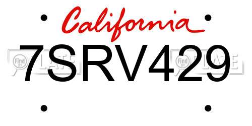 7SRV429 California License Plate