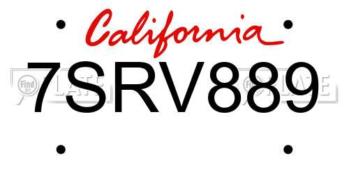 7SRV889 California License Plate