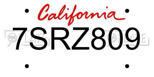 7SRZ809 California License Plate