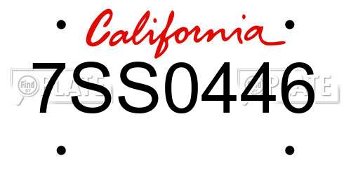 7SS0446 California License Plate