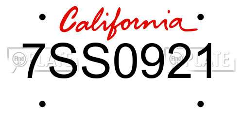 7SS0921 California License Plate