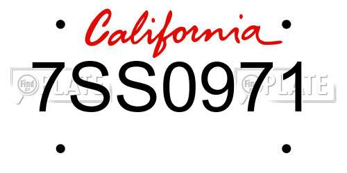 7SS0971 California License Plate
