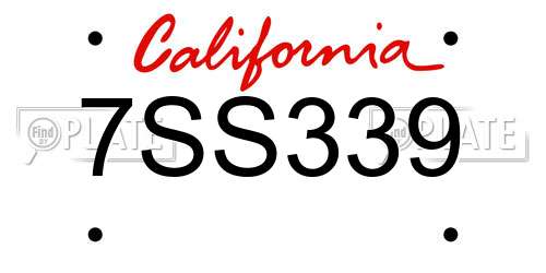 7SS339 California License Plate