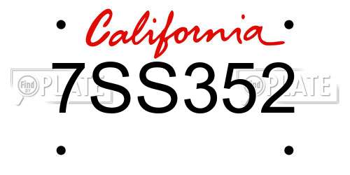 7SS352 California License Plate
