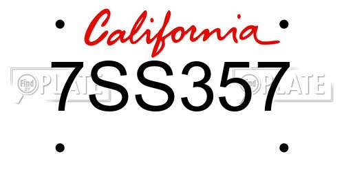 7SS357 California License Plate