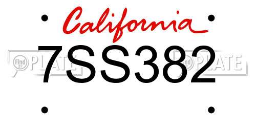7SS382 California License Plate