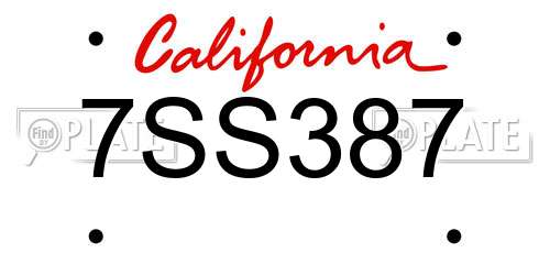 7SS387 California License Plate