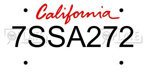 7SSA272 California License Plate