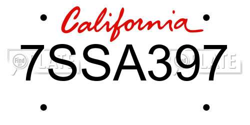 7SSA397 California License Plate