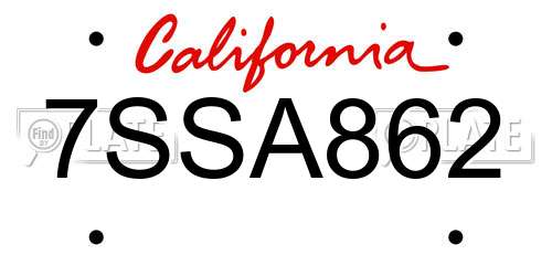 7SSA862 California License Plate