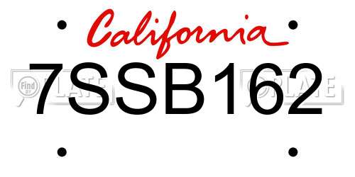 7SSB162 California License Plate