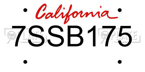 7SSB175 California License Plate