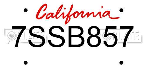 7SSB857 California License Plate