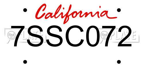 7SSC072 California License Plate