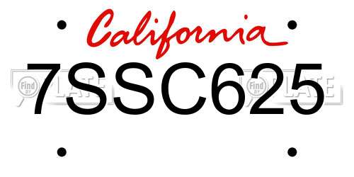 7SSC625 California License Plate