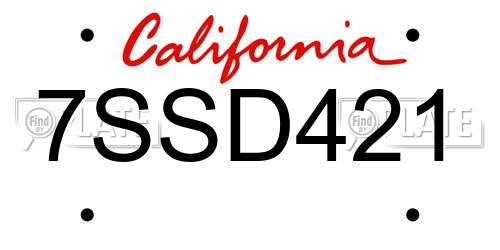 7SSD421 California License Plate