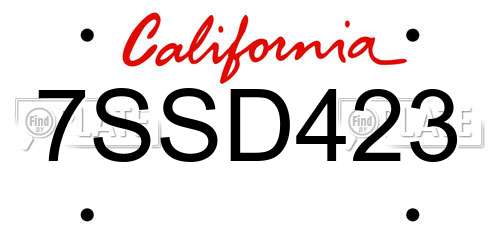 7SSD423 California License Plate