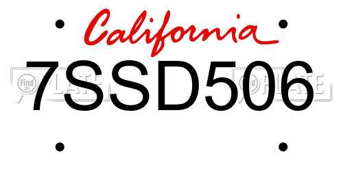 7SSD506 California License Plate