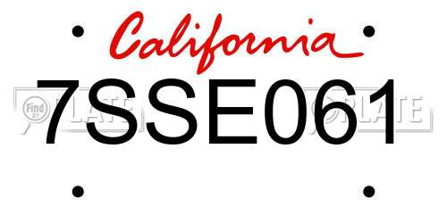 7SSE061 California License Plate