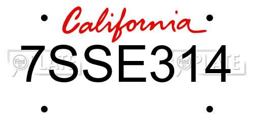 7SSE314 California License Plate
