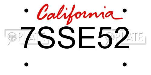 7SSE52 California License Plate
