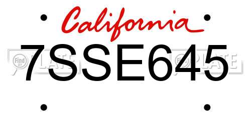 7SSE645 California License Plate