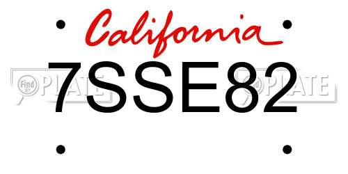 7SSE82 California License Plate