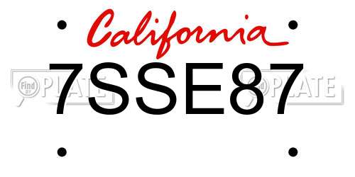 7SSE87 California License Plate
