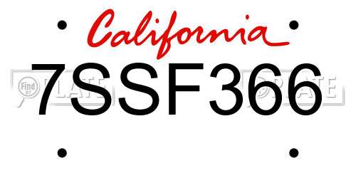 7SSF366 California License Plate