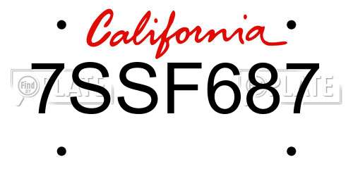 7SSF687 California License Plate