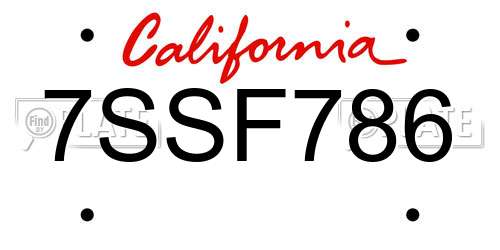 7SSF786 California License Plate