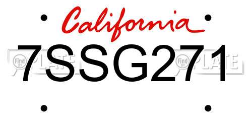 7SSG271 California License Plate
