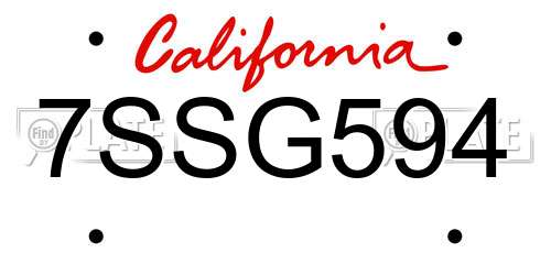7SSG594 California License Plate