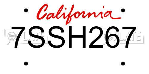 7SSH267 California License Plate