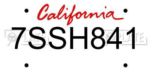 7SSH841 California License Plate