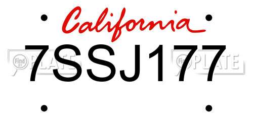 7SSJ177 California License Plate