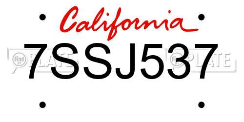 7SSJ537 California License Plate