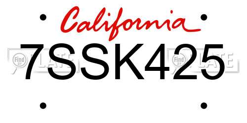 7SSK425 California License Plate