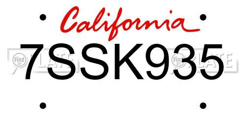 7SSK935 California License Plate