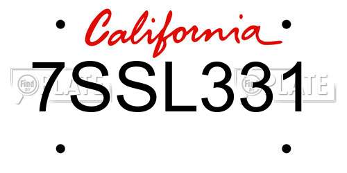 7SSL331 California License Plate