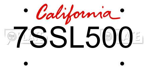 7SSL500 California License Plate