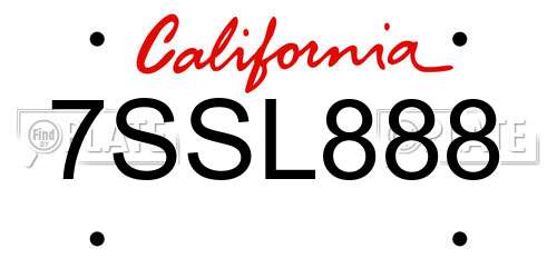 7SSL888 California License Plate