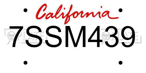 7SSM439 California License Plate