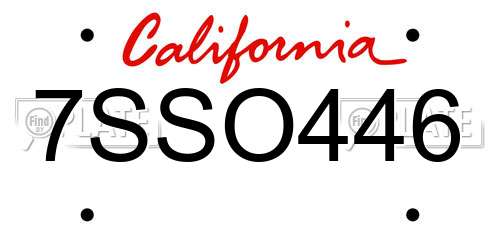 7SSO446 California License Plate