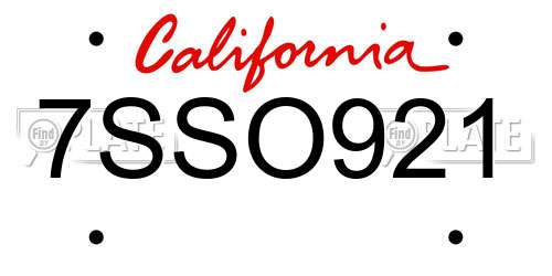 7SSO921 California License Plate