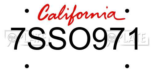 7SSO971 California License Plate